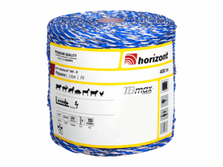 hotshock® W9-R afrasteringsdraad blauw-wit – sterk schrikdraad met hoge geleiding en zichtbaarheid, geschikt voor schapen, geiten, pluimvee en wildafweer