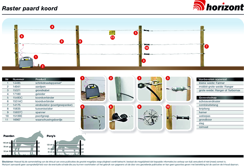 Horizont raster voor paarden met koord